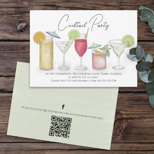 Vattenfärgssvansar Drinks QR Code Social Media Inbjudningar