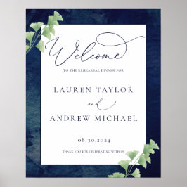 Vattenfärgssvarare Mörk blått Greenery Rehearsal M Poster