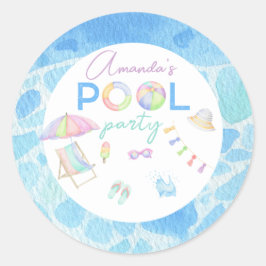 Vattenfärgssvimming i Födelsedagsfest Bassäng Bass Runt Klistermärke