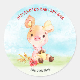 Vattenfärgssvinster, babyskare runt klistermärke