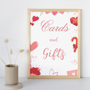 Vattenfärgssymbol rosa Heart Valentinkort och pres Poster