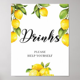Vattenfärgssymbol Sommarfrukt Lemon Drinks Poster