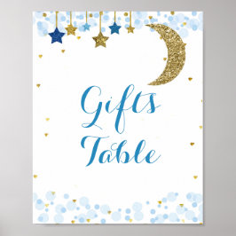 Vattenfärgssymboler för glitter måne i Bord-tecken Poster