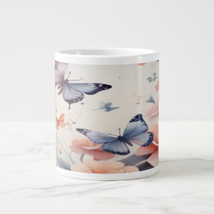 Vattenfärgssymfoni med grumliga fjärilar jumbo mugg