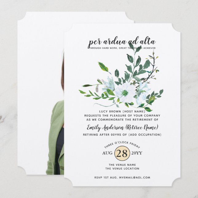 Vattenfärgssysselsättning i Bontanical Pension PHO Inbjudningar (Fram/baksida)