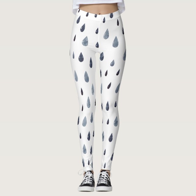 Vattenfärgstam, indigo sömlös mönster. leggings (Framsida)