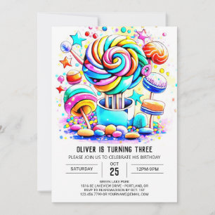 Vattenfärgstandyland Editable Birthday Inbjudningar