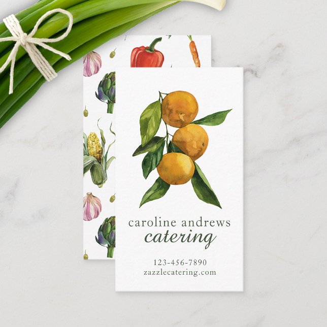Vattenfärgstangeriner Organic Tangerines Visitkort (Watercolor Organic Tangerines Business Card)