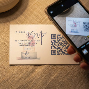 Vattenfärgstårta bröllop Illustration QR-kod Tilläggskort
