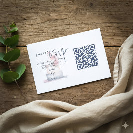 Vattenfärgstårta bröllop Illustration QR-kod Tilläggskort