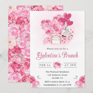 Vattenfärgstårta och presenter Galentine's Brunch Inbjudningar