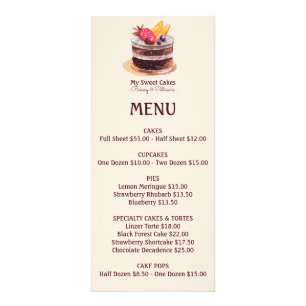 Vattenfärgstårta patisserie cuptårta dessert MENU Reklamkort