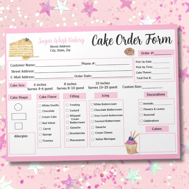 Vattenfärgstårtor Och Cupcakes Bageri Beställnings Anteckningsblock (Skapare uppladdad)