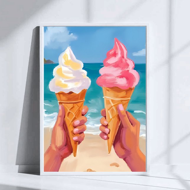 Vattenfärgstavla för isstrandshav poster (Skapare uppladdad)