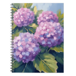 Vattenfärgstavla med lila hydrangeor anteckningsbok