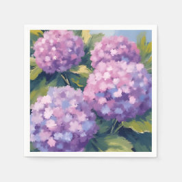 Vattenfärgstavla med lila hydrangeor pappersservett