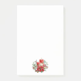 Vattenfärgstearinljus och Poinsettia-jul Post-it Block