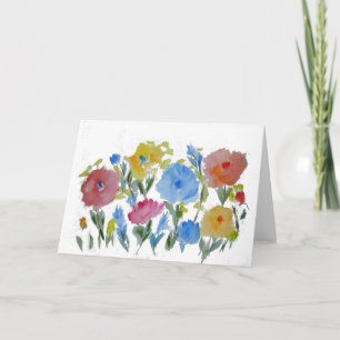 Vattenfärgstecknet Blommigt ~ Tom insida Kort