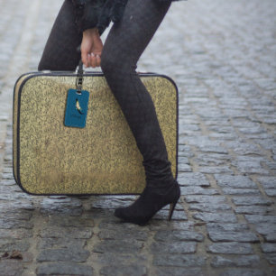 Vattenfärgstecknet Monogram kobolt - luggage Bagagebricka