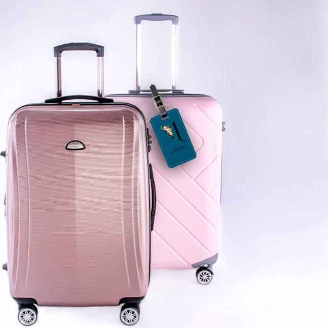 Vattenfärgstecknet Monogram M-koboltvattenfärg Bagagebricka (Skapare uppladdad)