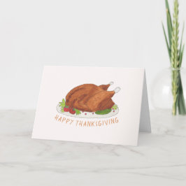 Vattenfärgstekad kalkon Thanksgiving-kort Kort