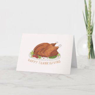 Vattenfärgstekad kalkon Thanksgiving-kort Kort