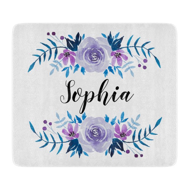 Vattenfärgstext Blå Lila Blommigt Anpassningsbar f (Framsidan)