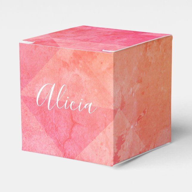 Vattenfärgstext för orange av rosa, anpassad namnt presentaskar (Framsidan Sidan)