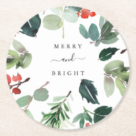 Vattenfärgstext Helgdag Greenery Add Your Anpassni Underlägg Papper Rund