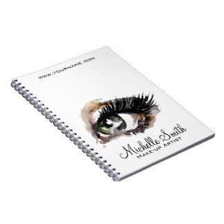 Vattenfärgstillägg i öga, makeup-branding anteckningsbok
