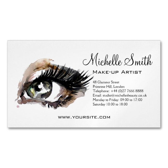 Vattenfärgstillägg i öga, makeup-branding magnetiska visitkort (Framsida)