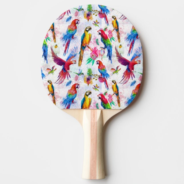 Vattenfärgstilpapegojor Pingisracket (Framsidan)