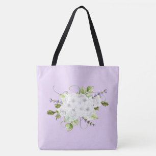 Vattenfärgstilvanlig hortensia och lilor tygkasse