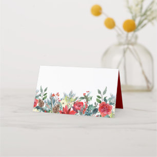 Vattenfärgstjuren Blommor och Gräs Cones Garland Placeringskort