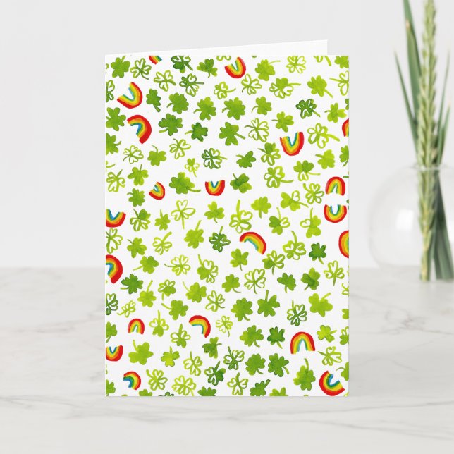 Vattenfärgsträclor & Regnbågar Irländska St Patty' Kort (Framsida)