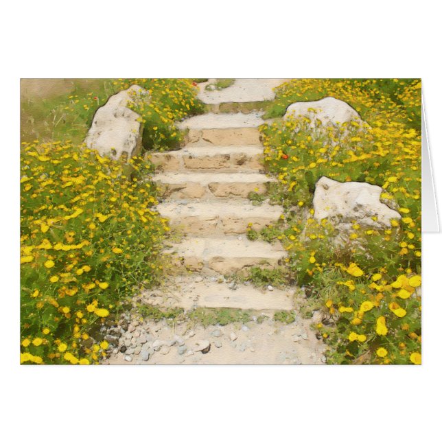 Vattenfärgsträdgård Hälsningskort (Framsidan Horizontal)