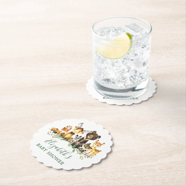 Vattenfärgsträdsdjur Baby Shower Underlägg Papper (Insitu)