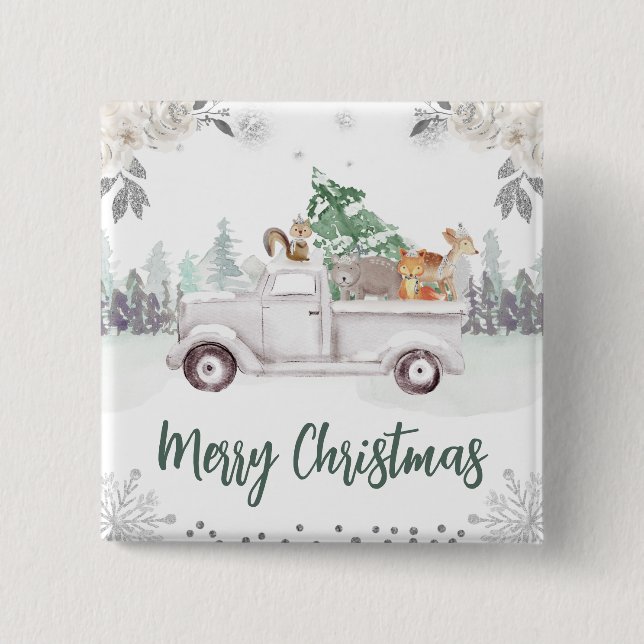 Vattenfärgsträdsdjur Blommigten Jul Knapp (Framsida)