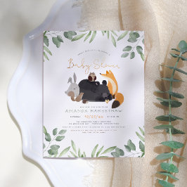 Vattenfärgsträdsdjur Greenery Baby Shower Vykort