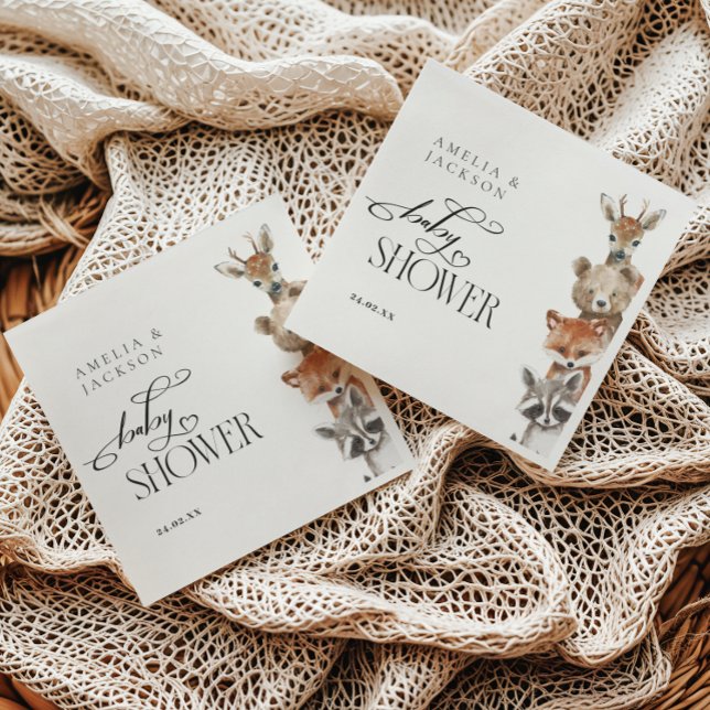 Vattenfärgsträdsdjur Modern babyskö Pappersservett (Skapare uppladdad)