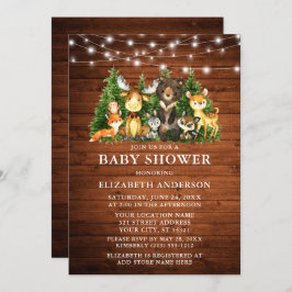 Vattenfärgsträdsdjur Wood Ljus Shower Inbjudningar