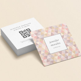 Vattenfärgstriangel Mauve Grått Rosa Cream QR CODE Fyrkantigt Visitkort