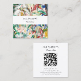 Vattenfärgstriangel Personlig Artist QR-kod Fyrkantigt Visitkort
