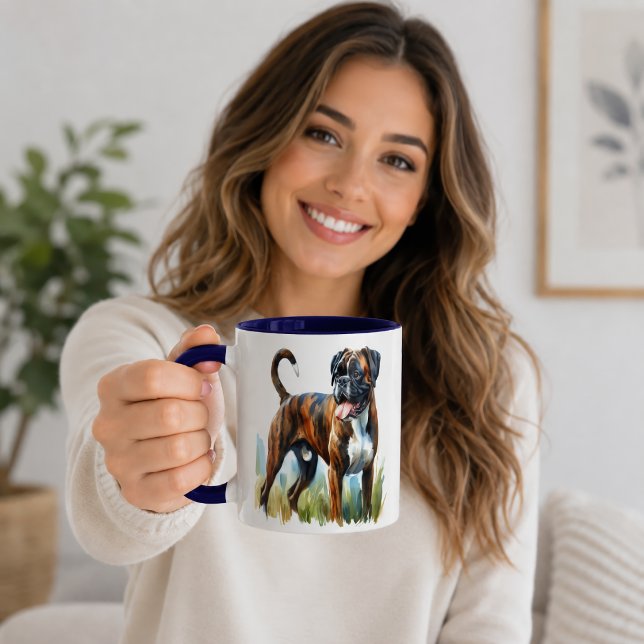Vattenfärgstripig boxerhund  mugg (Skapare uppladdad)
