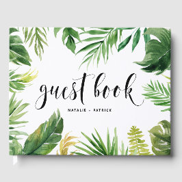 VattenfärgsTropical Löv Ram Bröllop Gästböcker