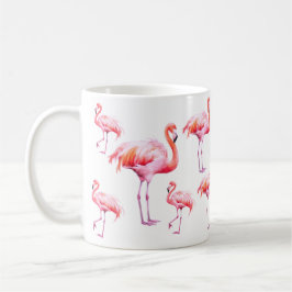 VattenfärgsTropical Rosa Flamingo Party Kaffemugg