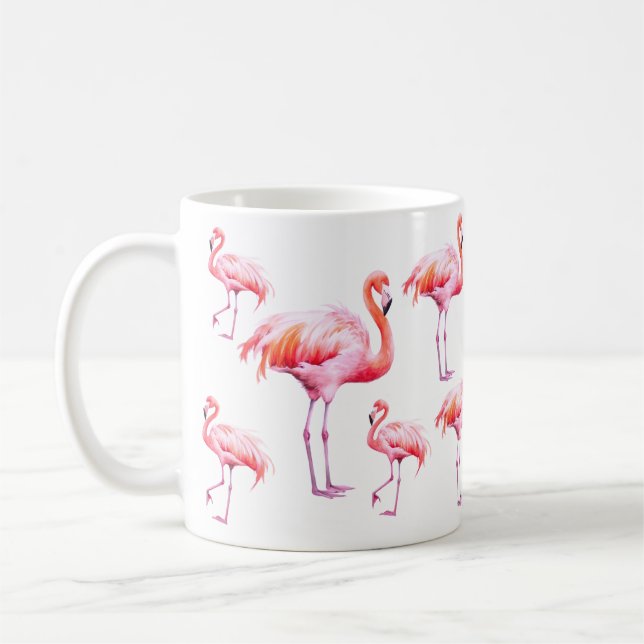 VattenfärgsTropical Rosa Flamingo Party Kaffemugg (Vänster)