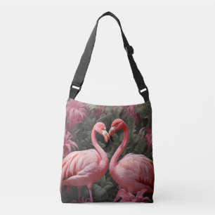 VattenfärgsTropical Rosa Flamingo Romantik Axelväska