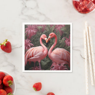 VattenfärgsTropical Rosa Flamingo Romantik Pappersservett