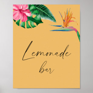 Vattenfärgstropiska handflatan - lemonade pub poster
